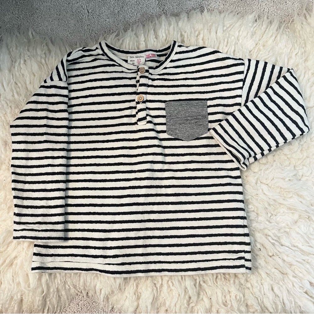 Zara Striped Henley T-Shirt